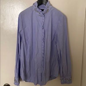 J.Crew Ruffle Front Embellished Blouse